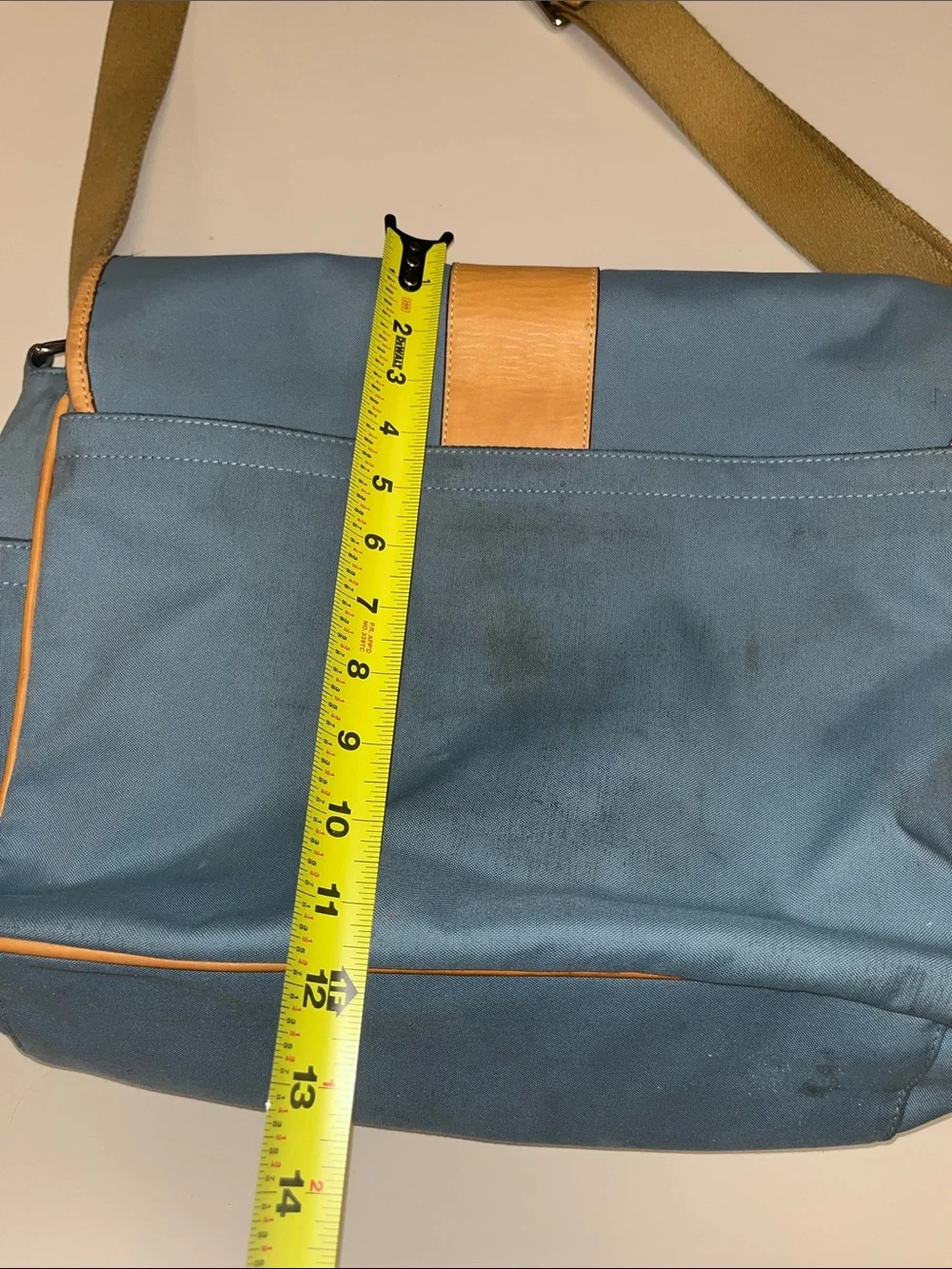 Coach Blue Canvas Messenger / Travel /Laptop with Tan Leather Trim